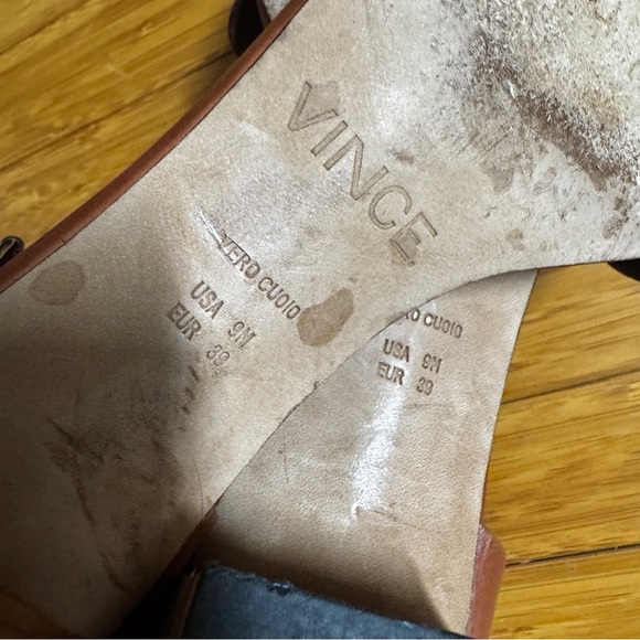 Vince Ria brown leather ankle doble strap size 9 sandals pumps - Picture 5 of 9